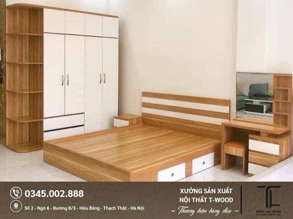 Giường, tủ MDF - Mẫu 16