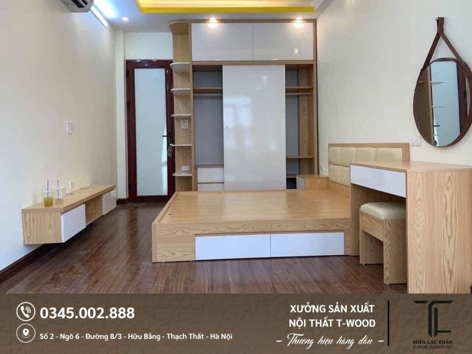 Giường, tủ MDF - Mẫu 17