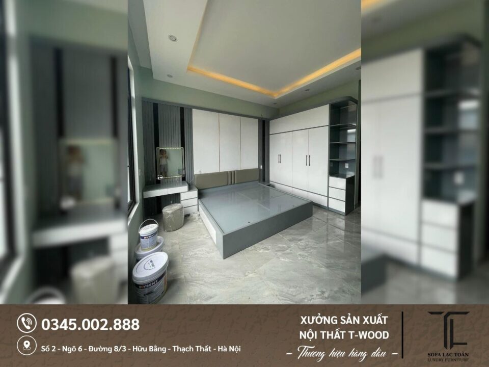 Giường, tủ MDF - Mẫu 06