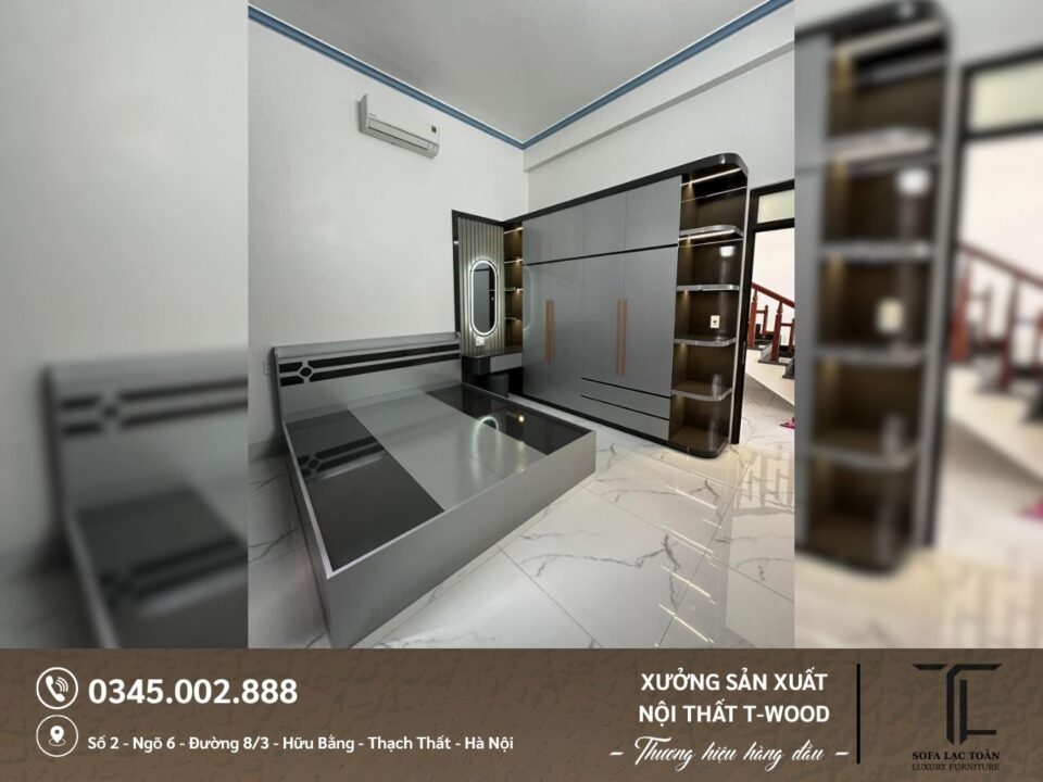 Giường, tủ MDF - Mẫu 01