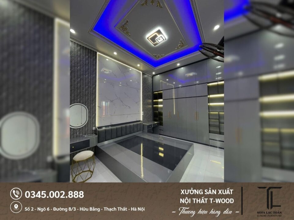 Giường, tủ MDF - Mẫu 08