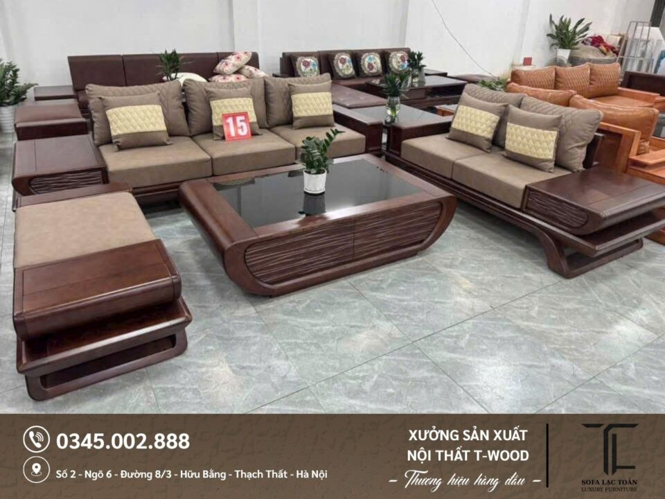Bộ bàn ghế Sofa gỗ - Mẫu 02